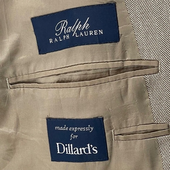 Ralph Lauren Dillard's Herringbone Silk Blazer 52R Light Brown Men's Sport Coat - Picture 4 of 13